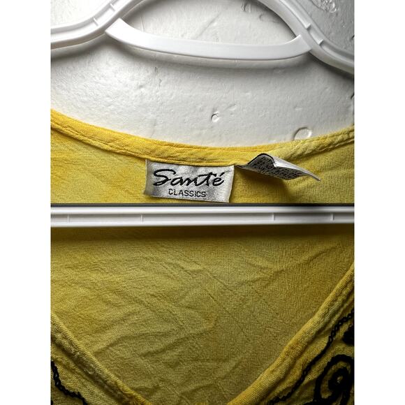 Sante colorful yellow paisley print sun dress kaftan womens OS bohemian hipster - Picture 2 of 6